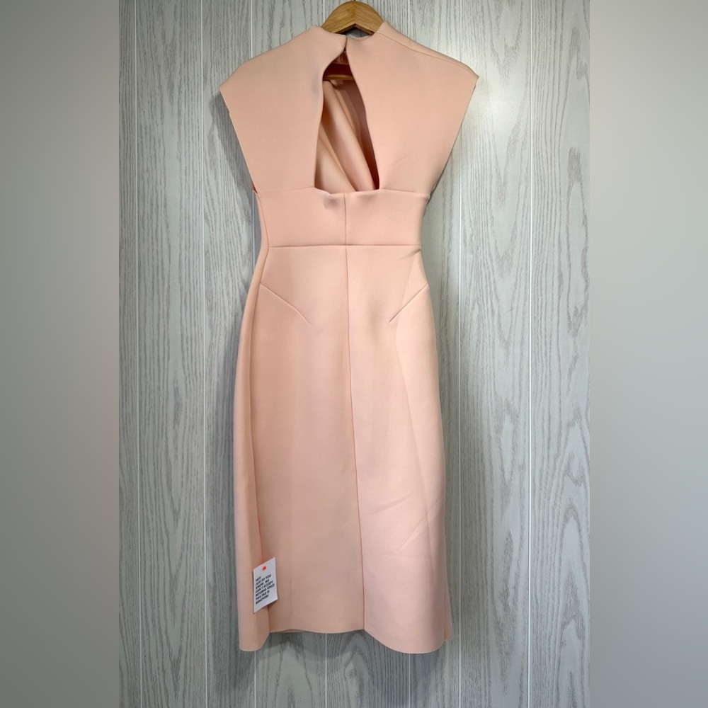 ASOS Design Blush Pink Sculptural Knot Midi Dress Back Cutout Size 2 NWT - Picture 3 of 4